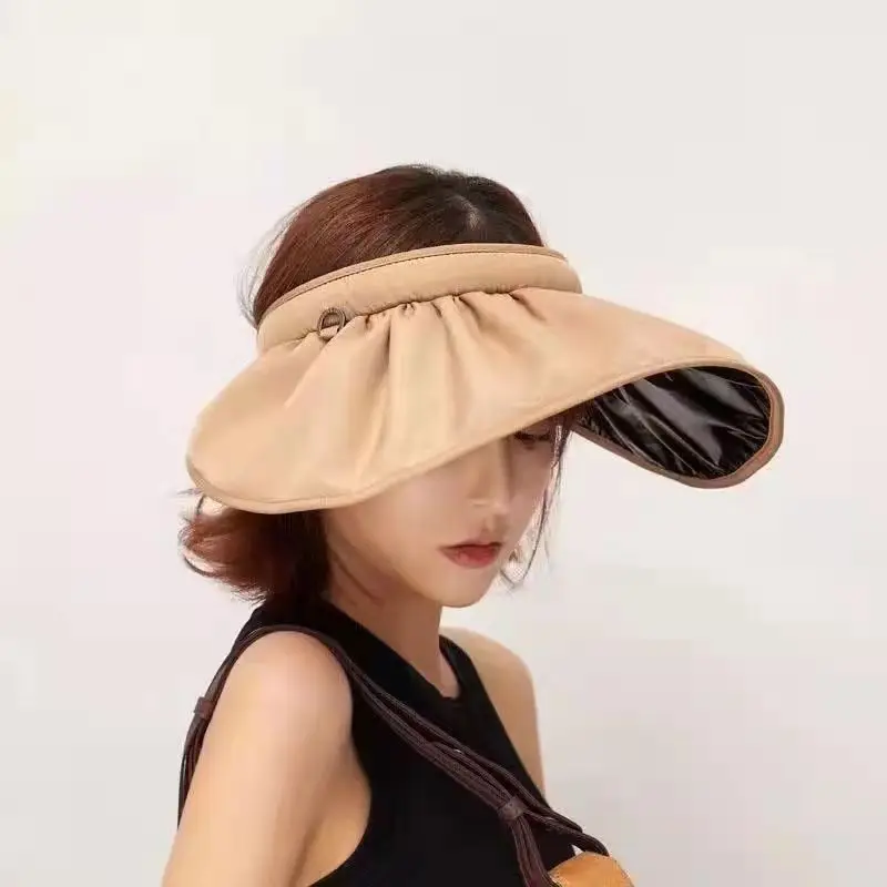 Summer Hats For Women Wide Brim Empty Top Lady Hat Sunscreen Sun Visor Sun Hat Beach Cap Outdoor Cycling Portable