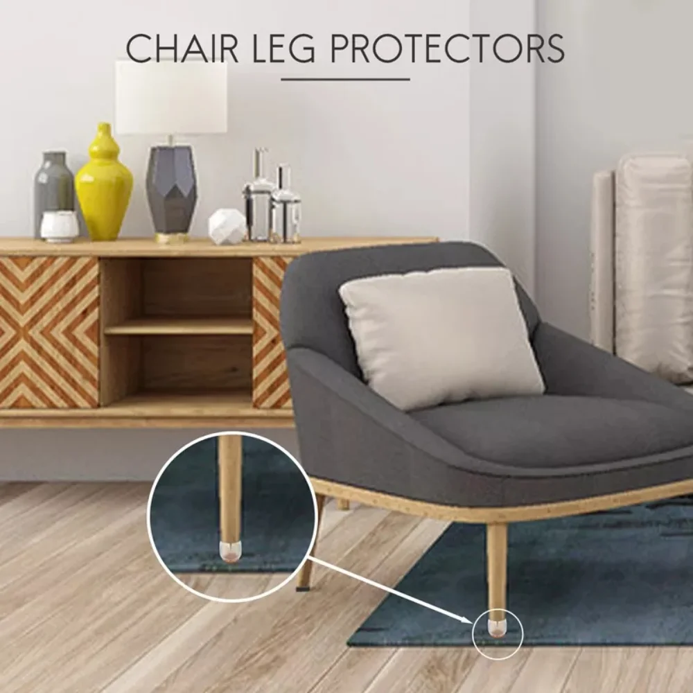 Transparent Silicone Chair Leg Caps Sofa Table Foot Bottom Pads With Felt Furniture Non-Slip Covers Round Wood Floor Protectors