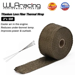 WLR RACING - 5M Premium Exhaust Heat Wrap Manifold Wrap Titanium Lava Fiber + 4 pcs Ties WLR1905T