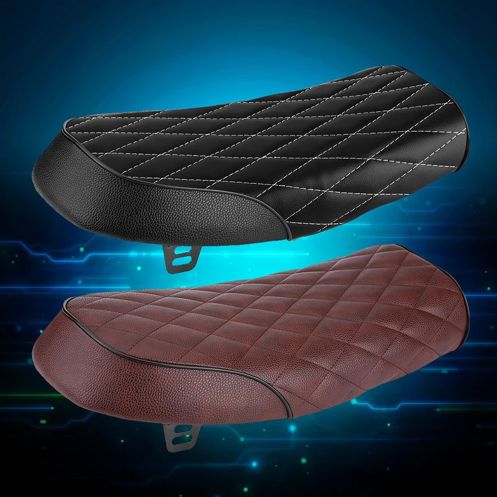Flat Cushion Motorcycle Saddle Motorcycle PU Leather Vintage Cafe Racer Seat Flat Saddle Cushion for  CG125 GN CG CB400SS