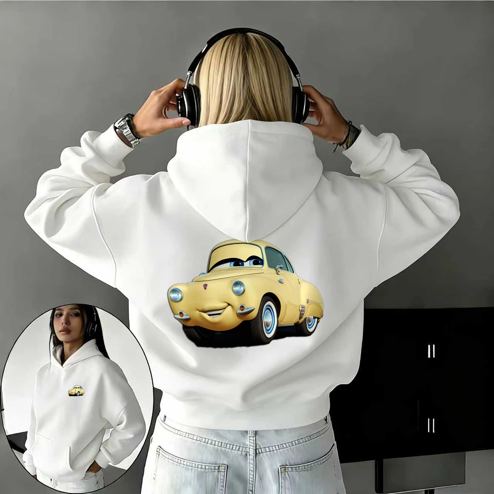 

Ретро и милый персонаж Лука из осенних и зимних автомобилей Диснея, теплая толстовка с принтом из 100% чистого хлопка для женщин