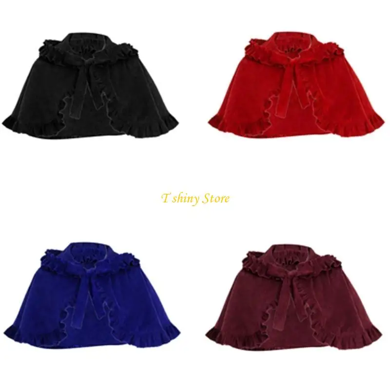 

N58F Warm Festives Capes Velvets Christmas Shawl Elegant Shawl Color Cloak for Evening Parties and Daily Wear