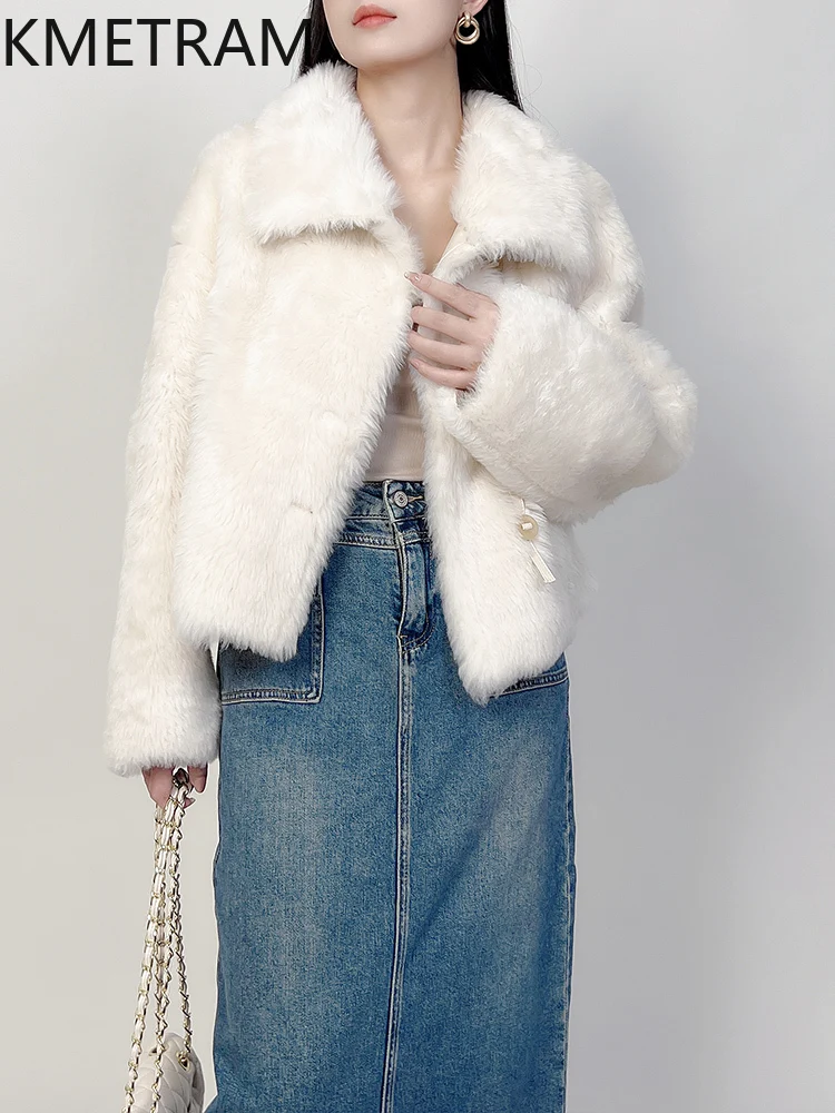 Natural Merino Wool Sheepskin Double Faced Fur Jacket Women Fashion Milky White Real Fur Coat Winter Woman Clothing 2025 abrigos