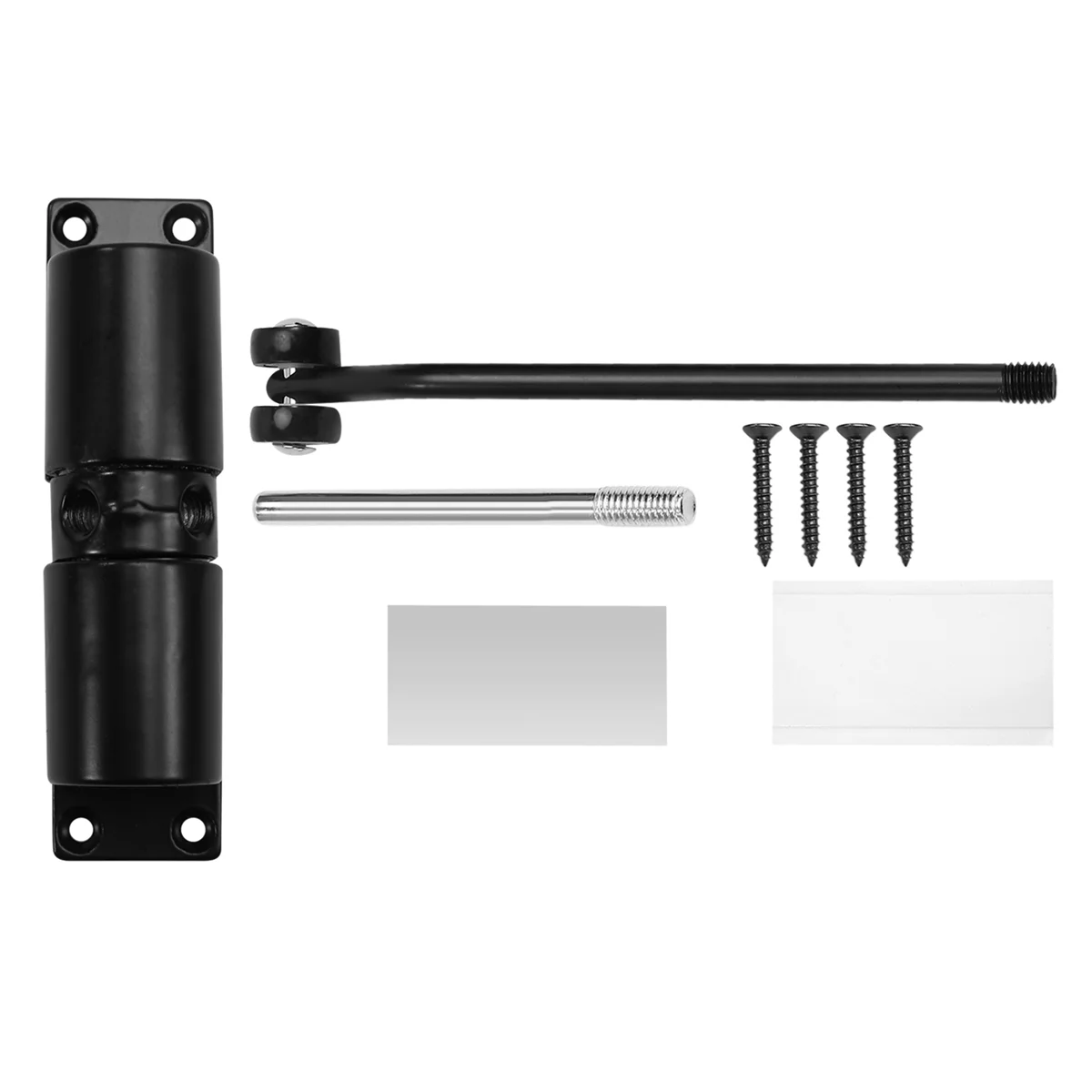 Automatic Door Closer Metal Adjustable Heavy Duty Spring Silenciar Convert Hinged Door Interior Exterior Black