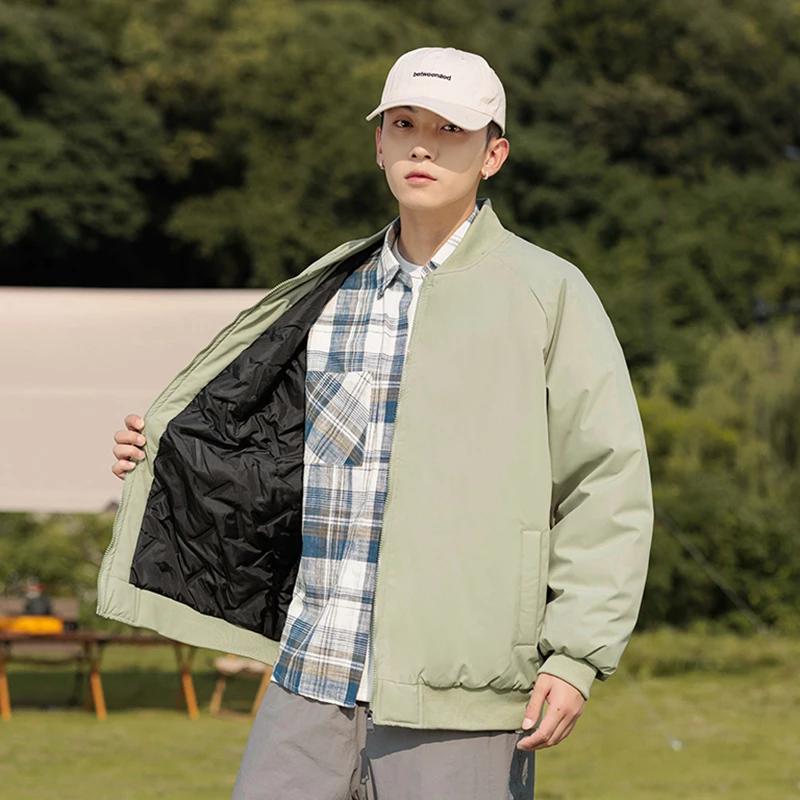 جديد الشتاء الرجال القطن Jaet Thiened الدافئة عادية Faionable ألياف البوليستر 00% البيسبول طوق الطول العادي #2