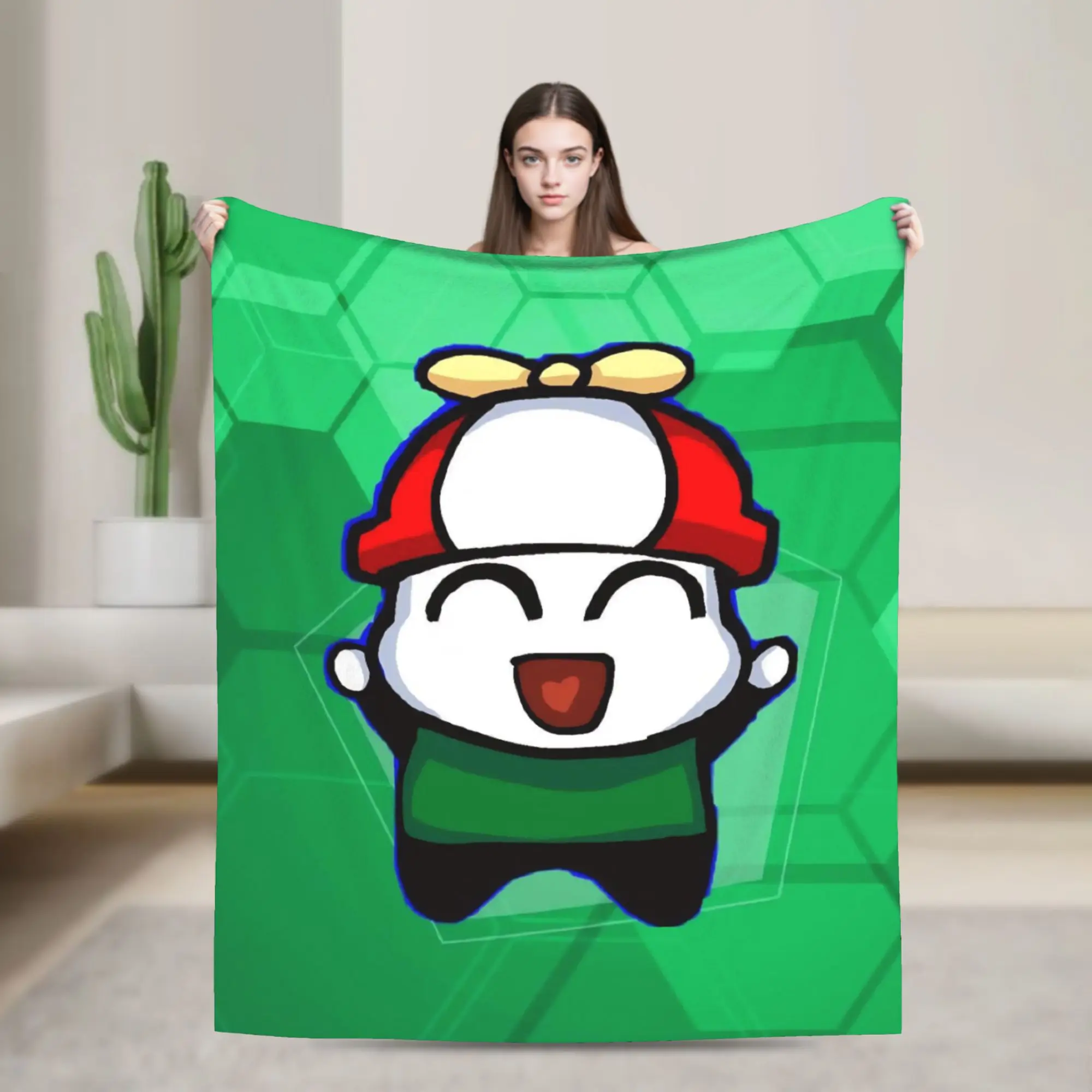 Omenaso Youtuber Gaming Blanket Fleece Spring/Autumn Kawaii Multi-function Super Warm Throw Blankets for Bed Car Rug Piece