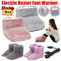 Electric Foot Warmer Fleece Foot Heating Pad USB Electric Heater Winter Plush Shoes for Home Bedroom Sleeping Feet Heating Pads