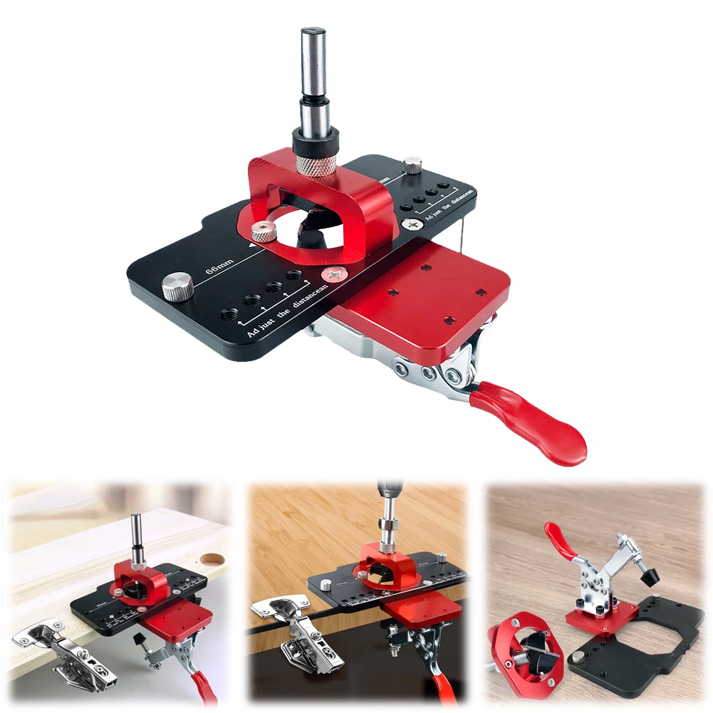 

35mm Concealed Hinge Drilling Jig Cabinet Hardware Jig Aluminum Alloy Hole Opener Template Puncher Template for Door Cabinets
