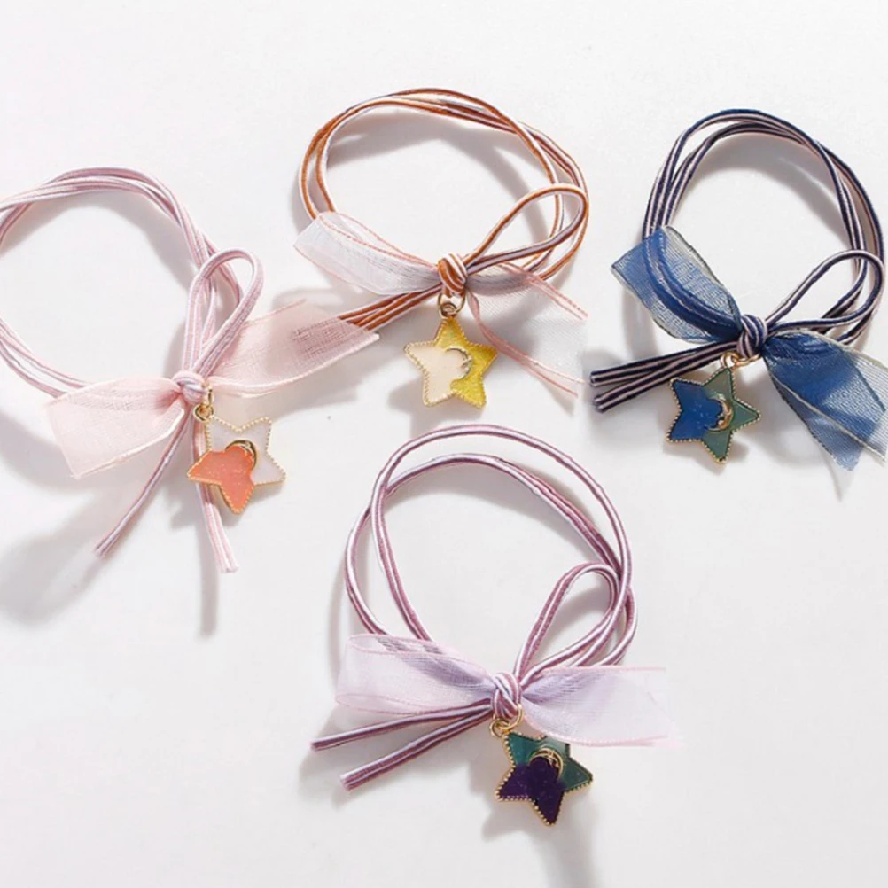 

10PCS Star Hair Tie Beading Rope Stylish Ponytail Holder Women Accessories Simple Design Daily Wear Hair Tool