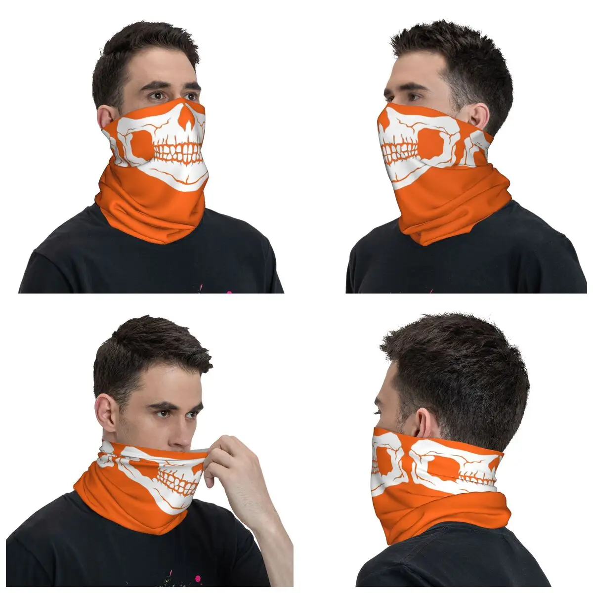 Skull Halloween Bandana Neck Gaiter Printed Gangster Rap Music Skeleton Rapper Cool Wrap Scarf Multifunctional Cycling Scarf