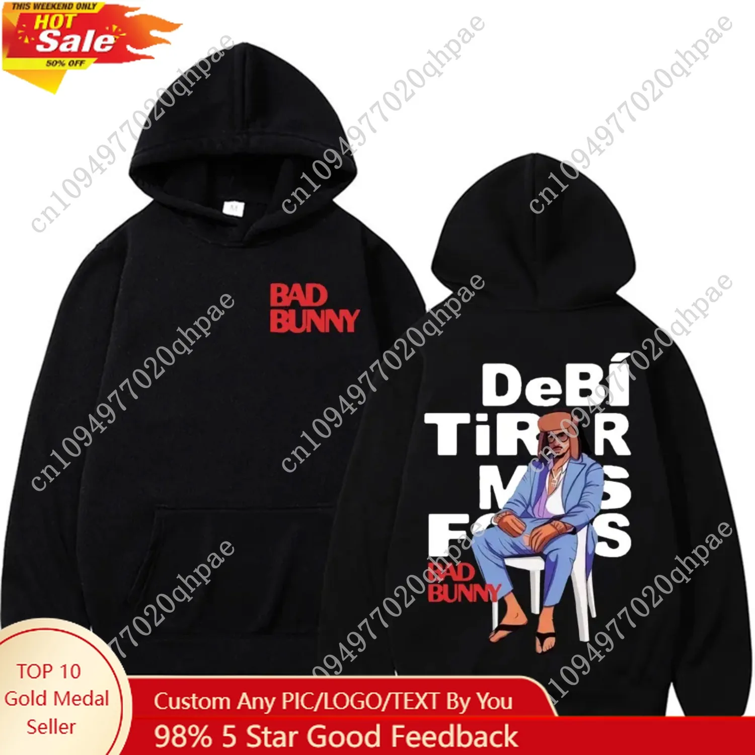 

Rapper Bad Bunny Debi Tirar Más Fotos Album DTMF Merch Hoodies Men Women's Fashion Casual Vintage High Quality Sweatshirt Hoodie