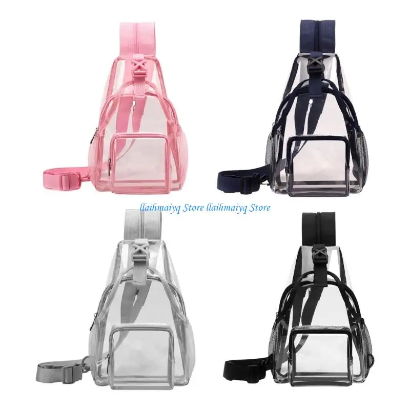 573B Clear PVC Bag Stadium Approved Crossbody Backpack Casual Chest Bag