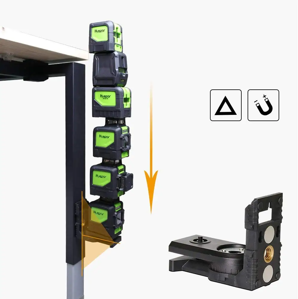 Imagem -05 - Huepar-nível Laser Ajustável em Forma de l com Suporte Magnético Adaptador de Nível Laser Base Pivotante Magnética Ajustável 180 Graus