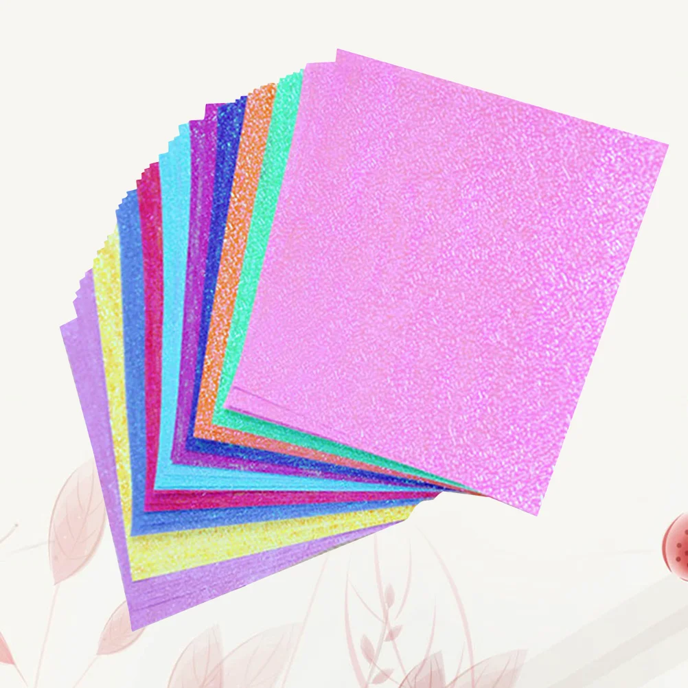 

100pcs 2 Sets 25X25Cm Flashy Origami Beads Pearlescent Paper Diy Shimmer Craft Sheets For Kids Handmade Art Random Color