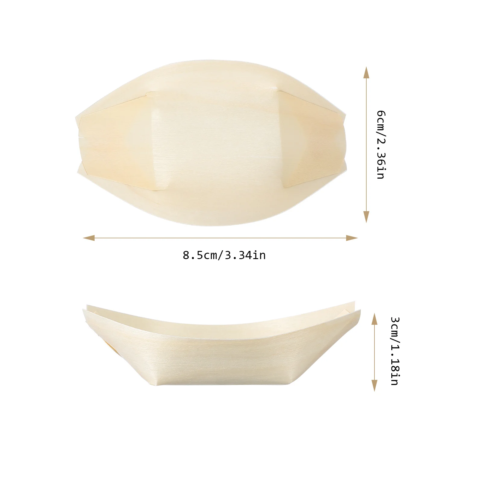 50 pcs Wadah Makanan Kayu Alami untuk Sushi, Aman untuk Makanan, Bentuk Perahu, Peralatan Makan Jepang, Piring Sajian Sashimi dari Kayu