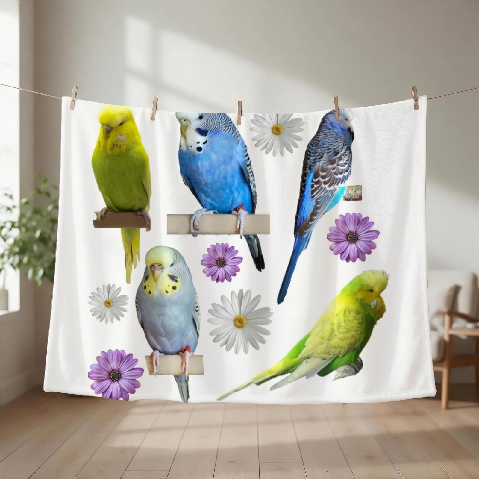 Budgies the beatiful pets. For parakeet lovers Throw Blanket couch cozy soft plush fuzzy picnic outdoor blanket