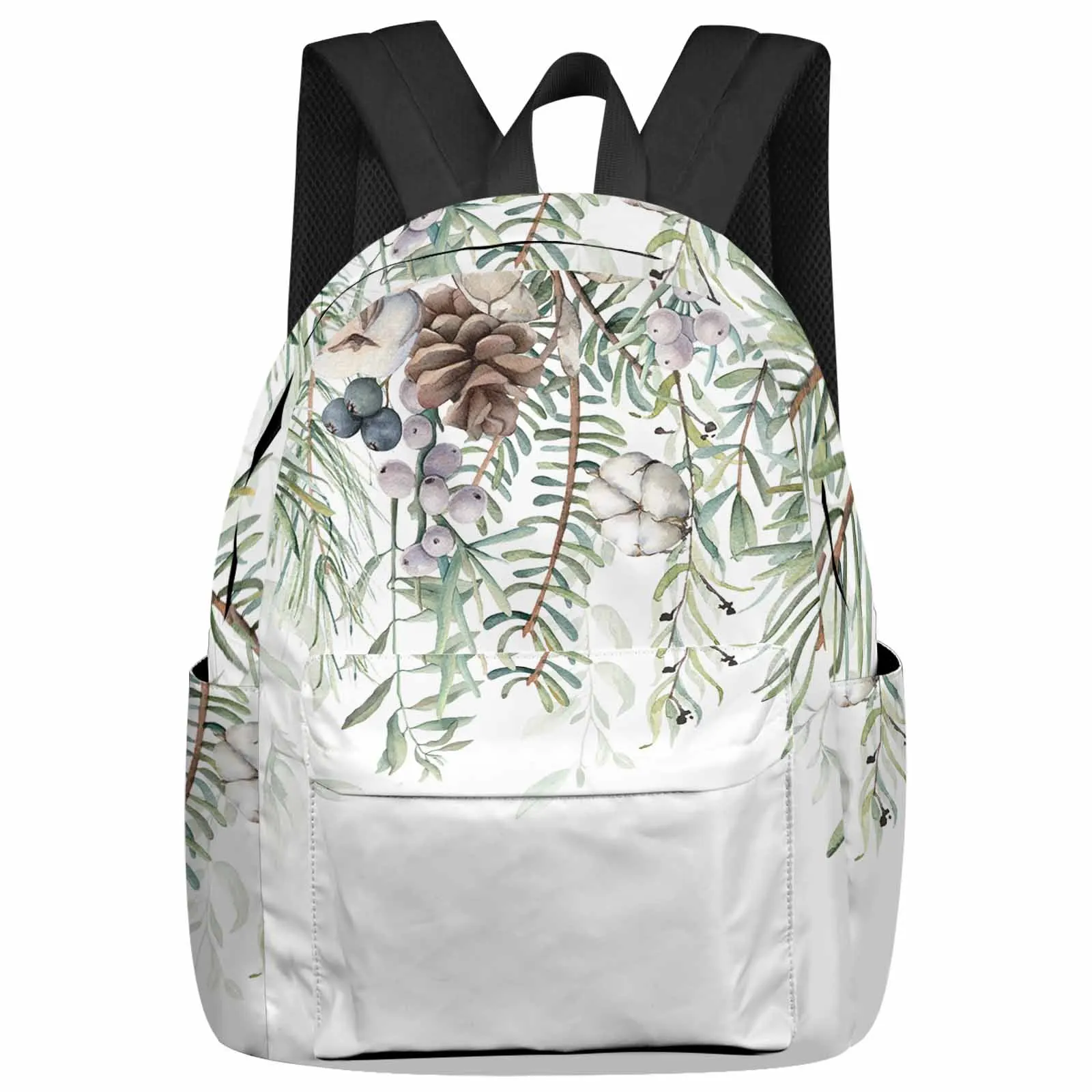 Winter Pine Leaves Blue Berries Backpack School Bags for Teenagers Students Laptop Bag Women's Casual Travel Backpack