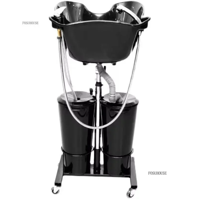 

Portable Barbershop Shampoo Chair Height-Adjustable Mobile Shampoo Bowl Hair Washing Sink Suitable for Beauty Salon Home