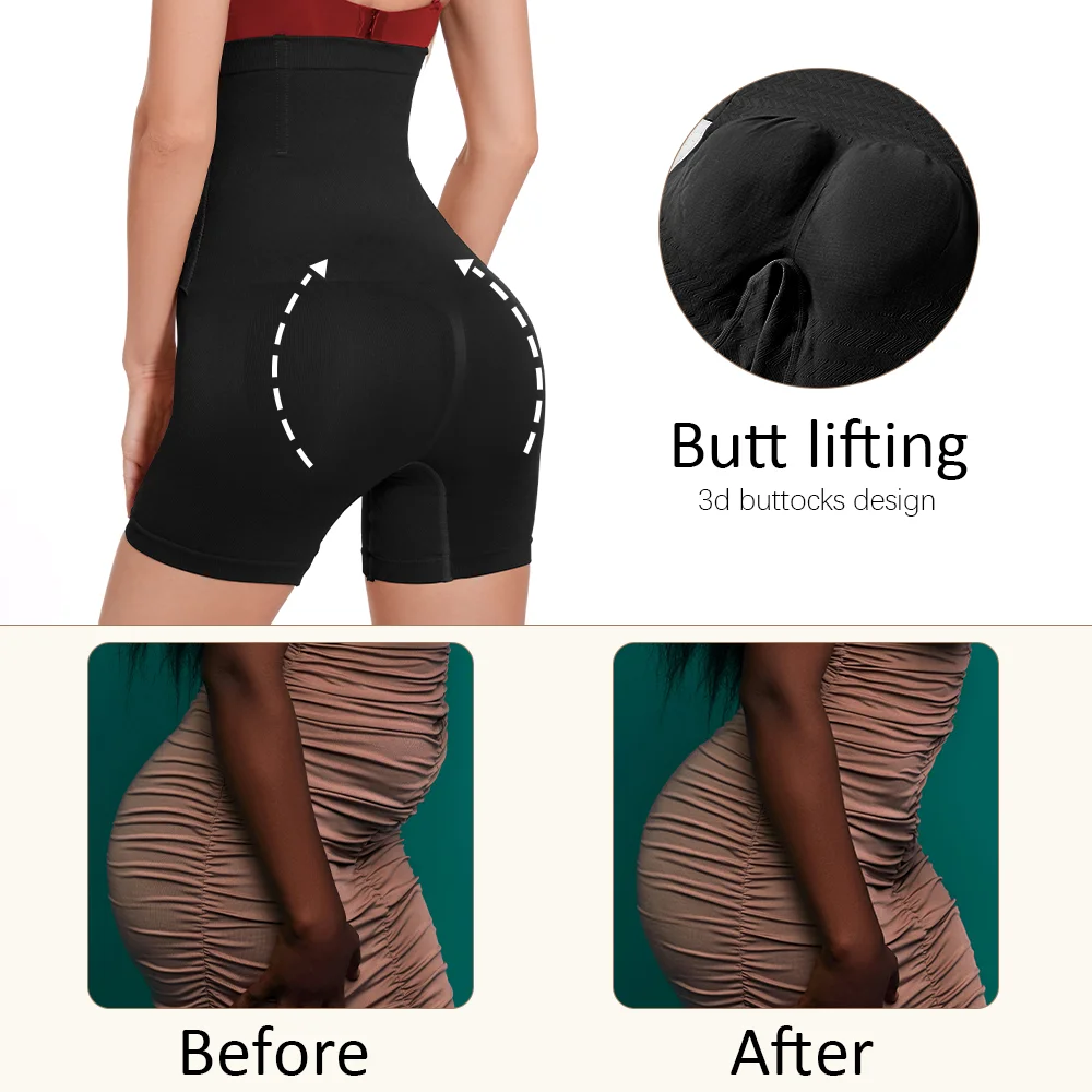 Women Tummy Control Slimming Panty with Girdle High Waist Trainer Body Shaper Shorts Plus Size Hooks Butt Lifter Shapewear