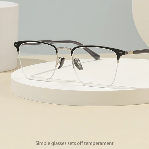 Imagen 2 del producto VICKY, gafas clásicas de negocios con media montura, gafas de lectura negras para hombres, monturas Retro antiluz azul, prescripciones personalizables 888