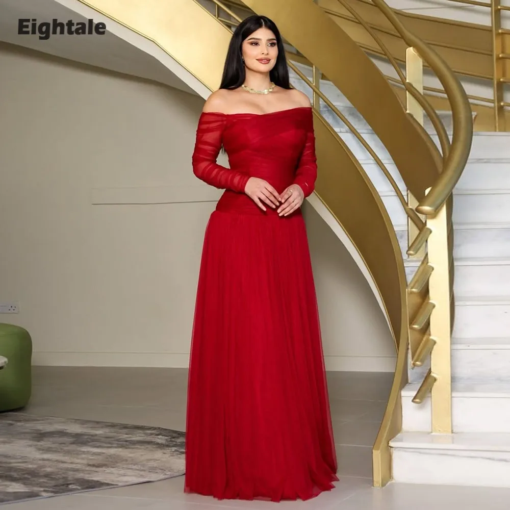 エイトレ アラビック イブニングドレス カスタマイズ ストラップレス オフショルダー ムスリム チュール プロムガウン 結婚式 パーティー用 ロブドソワレ