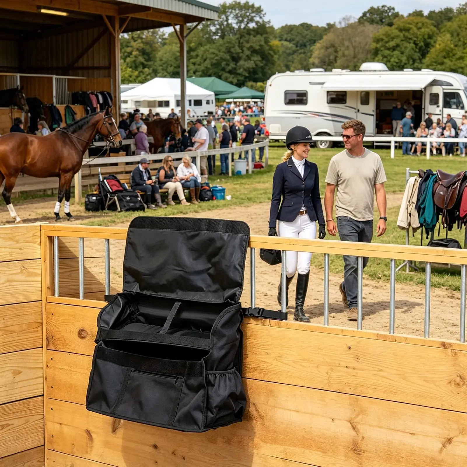 馬小屋用防水軽量収納オーガナイザー、ドア掛け式馬具＆ギアポーチ（納屋、厩舎、トレーラー用）