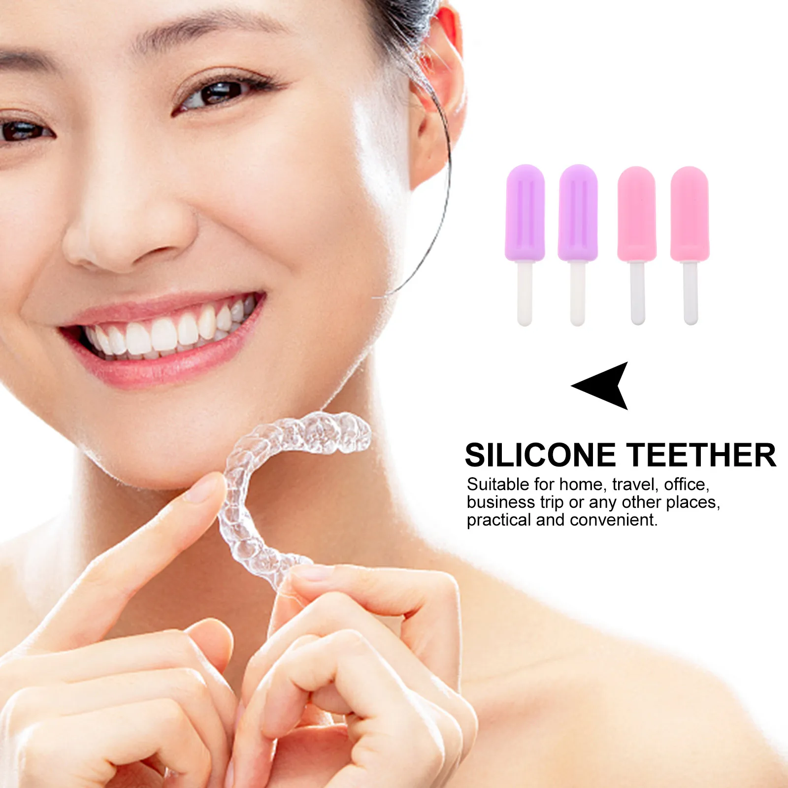 

4pcs Ice Chew Sticks thodontic Silicone Trainers Portable Tool Tools Peach Purple Smell