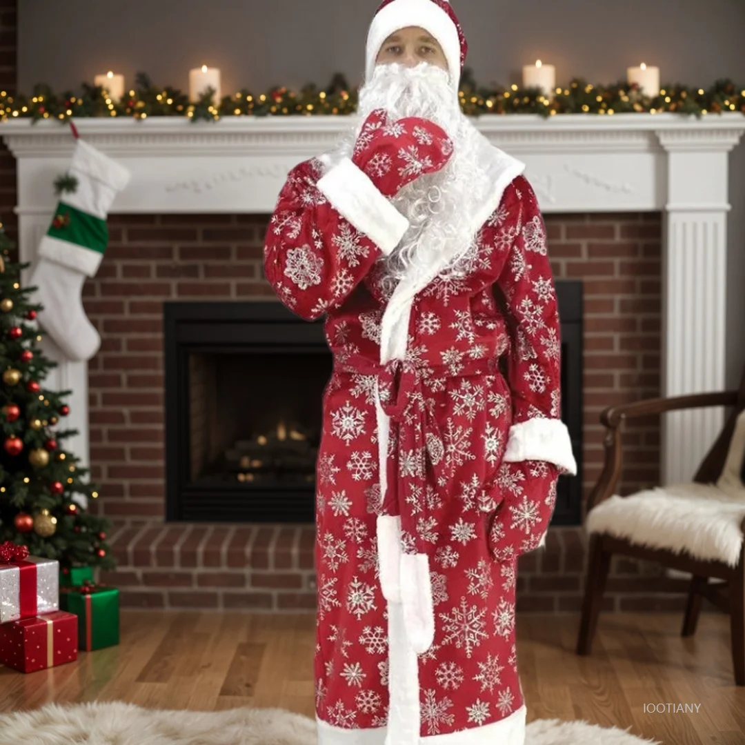

Christmas Men's And Women's Role Play Costume Classic Red Christmas Party Santa Claus Disguise New Coat New Year Dress Up Set