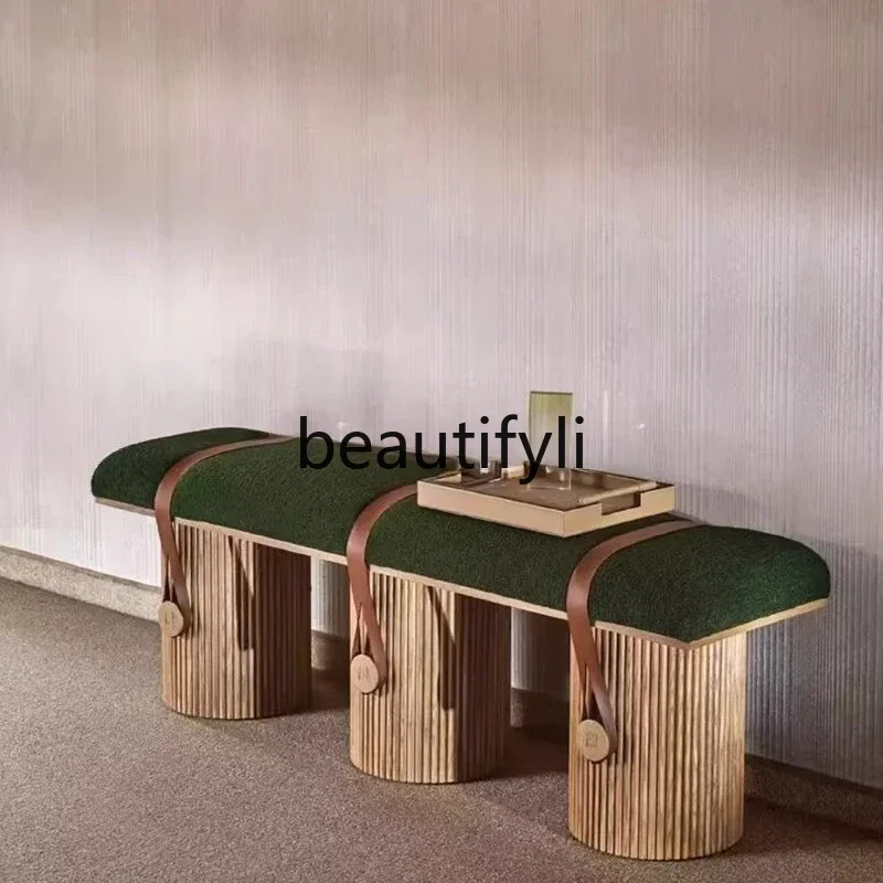 

ss25 Nordic simple living room sofa stool Chinese solid wood bedroom bedside stool Sales department Leisure bench