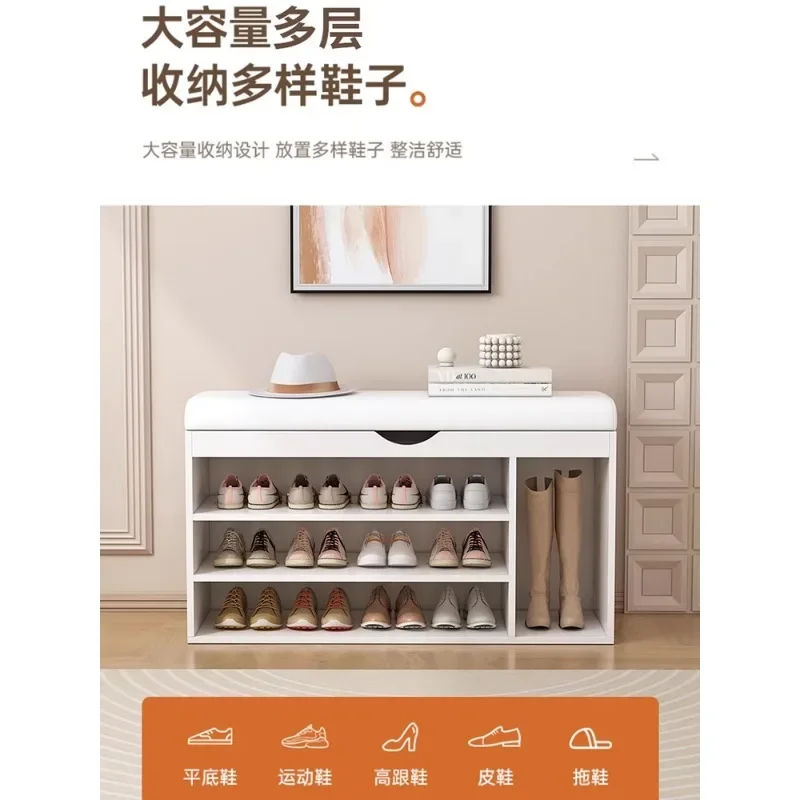 Shoe changing stool household door shoe cabinet sitting stool integrated simple shoe rack door soft bag seat cushion can sit hom image 2