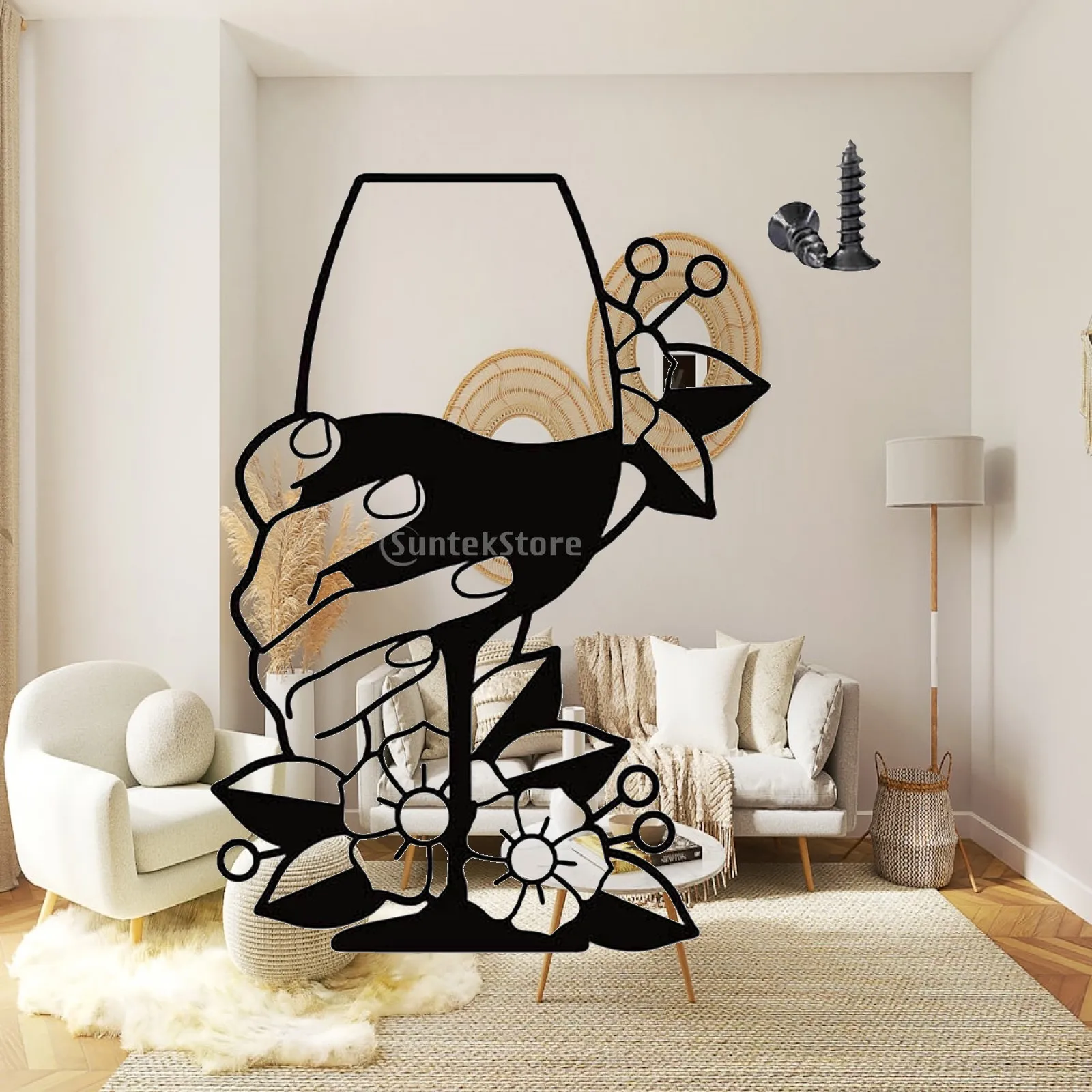 Iron Wall Hanging Ornament Cheers Design Black Metal Statue Figurine Artwork for Home Office Bookshelf Cabinet Decorative Gift