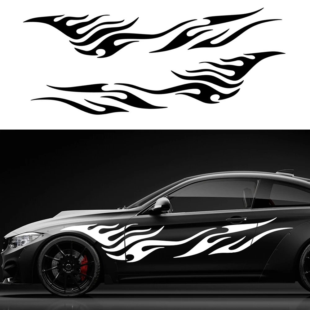 

Universal Flame Graphics Car Body Side Stickers Flame Racing Sports Stripes Auto Vinyl Waterproof Stickers Decor Accessories