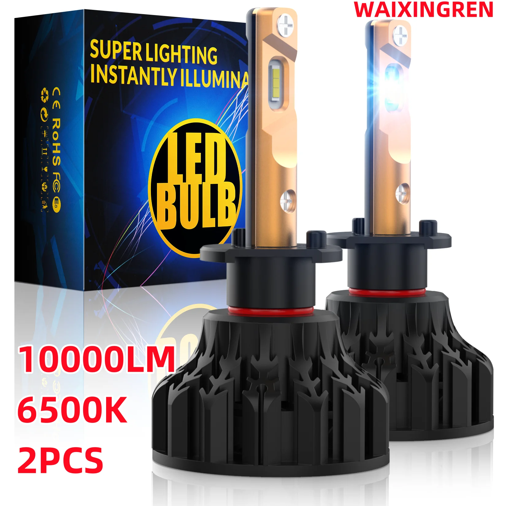 

H1 Car Led Lights Auto Bulbs 10000LM 60W 6500K Cool White Headlight Bulbs Plug & Play Fog Bulbs High Low Beam Auto Accessories