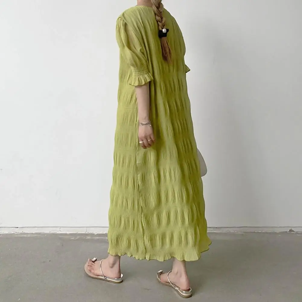 

Casual Dress Elegant Chiffon Maxi Dress Stylish Lantern Sleeves Patchwork Ruffle O Neck for Parties Dating Lantern Sleeve Dress