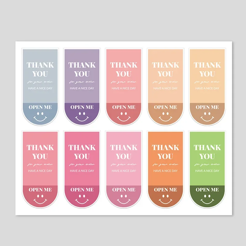 100pcs/10 Sheets Thank You For Your Order Stickers for Package Smile Decorative Sealing Stickers for Business Decor Gift Wraps