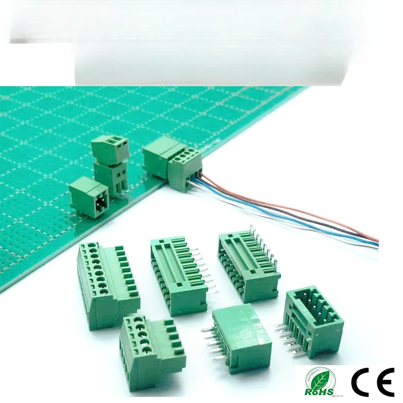 10pairs 2EDG-2.54mm 15EDG-2.5mm plug-in terminal screw wiring PCB terminal straight bent needle base