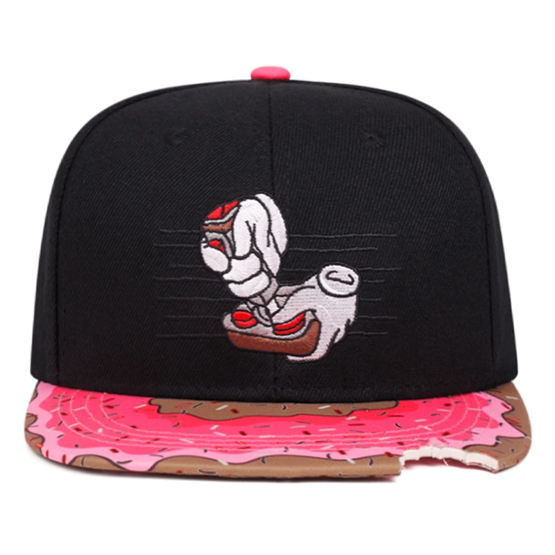 2026 New Fashionable Hip Hop Hat Doughnut Game Controller Embroidered Baseball Hat Outdoor Sunshade Skateboard Hat Flat Edge Hat