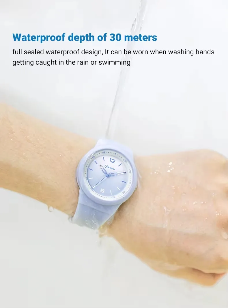 ピンククォーツ子供用腕時計シリコンストラップ防水ブルーアナログティーンエイジ腕時計女の子男の子用