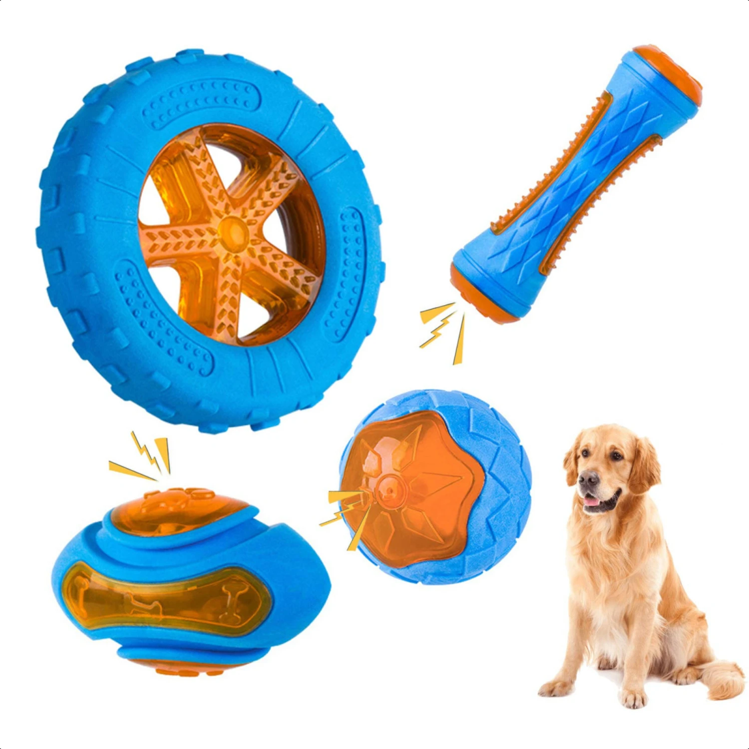 Engaging and Durable Large Dog Toy with Bite-Resistant Chewy Rubber Design - Interactive Squeaky Training Toy for Maximum Enjoym