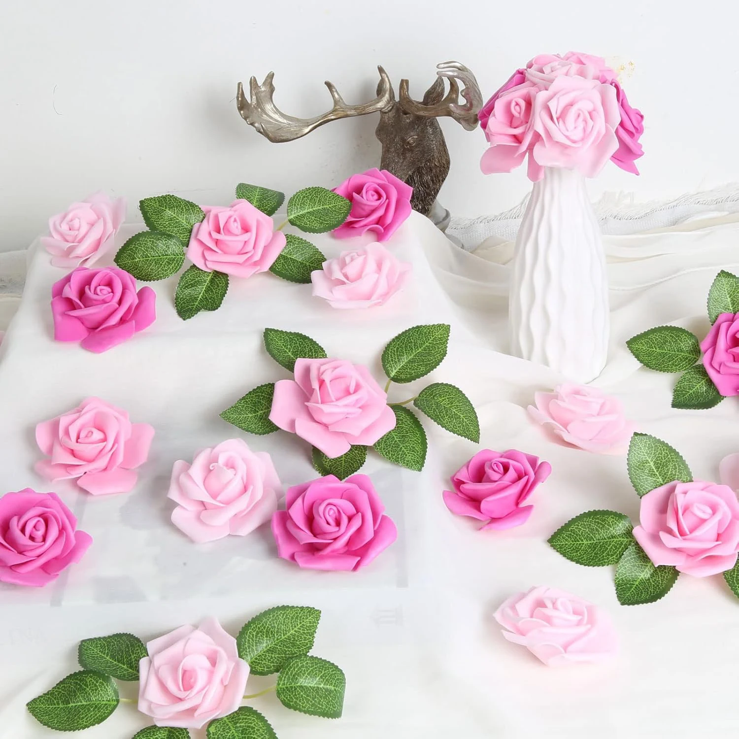 

50/100pcs Artificial Flowers PE Foam Roses Festival Wedding Bride Bouquets DIY Gift Wreath Home Room Decor Holiday Party Hotsale