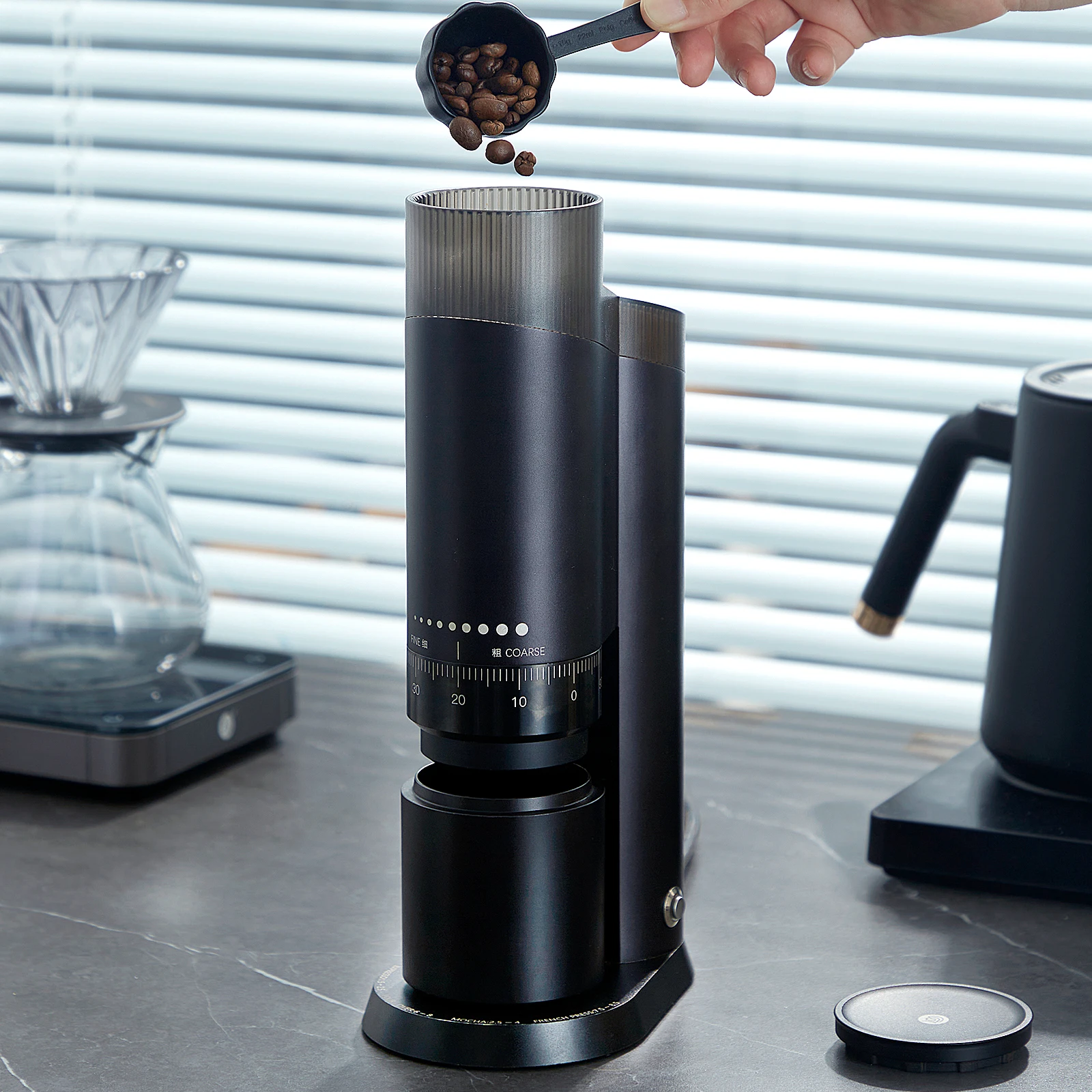 zeroHero Silent Coffee Grinder 55dB Smart Stop Anti Static for Home Office Espresso and Pour Over Brewing Tools Accessories Prof