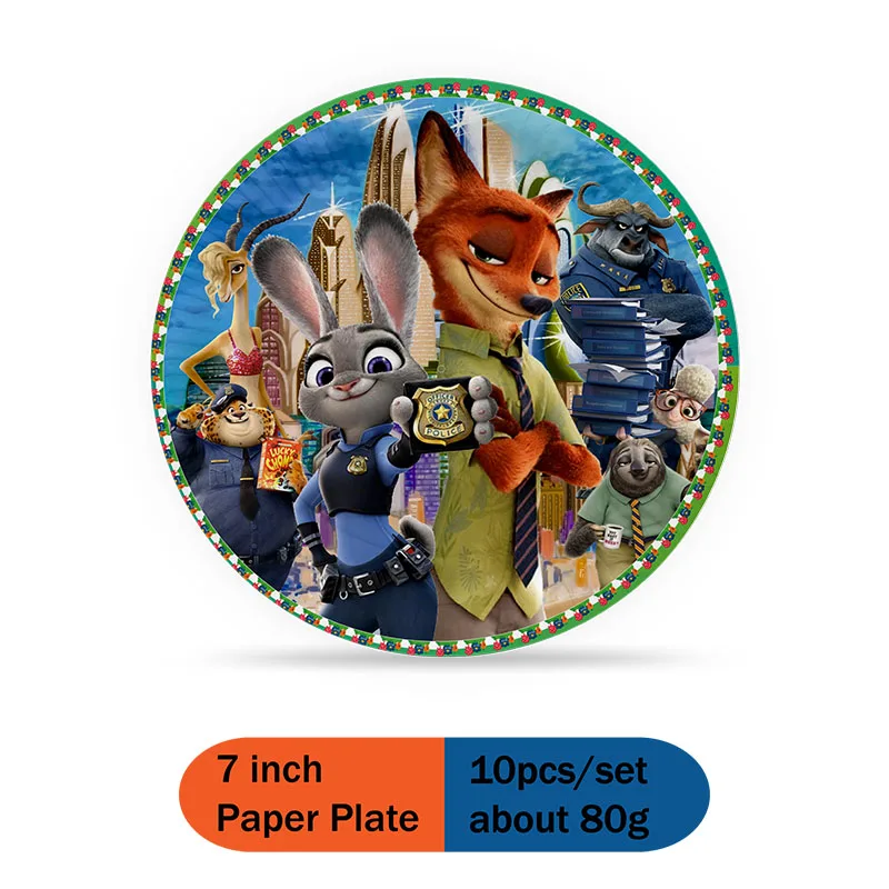 disney  Zootopia  Judy the Rabbit and Nick Fox Birthday Party Disposable  Decorationdecoration baby shower children\'s supplies