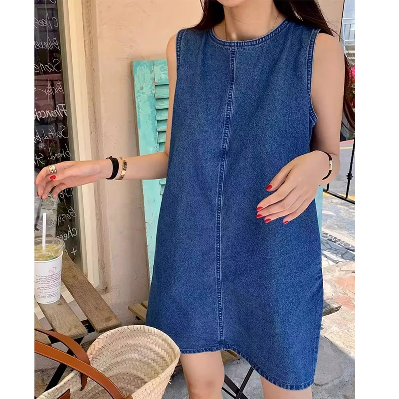 Vestido informal de verano de Color puro para mujer, ropa de trabajo sin mangas, estilo sin espalda, cintura suelta, Falda co...