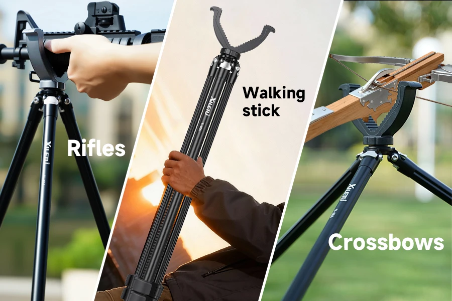 XILETU 360° ° Rotierendes Jagdstativ für Armbrustgewehr, abnehmbarer leichter Alu-Schießständer mit V-Yoke (Outdoor-Sport) – Detail 4