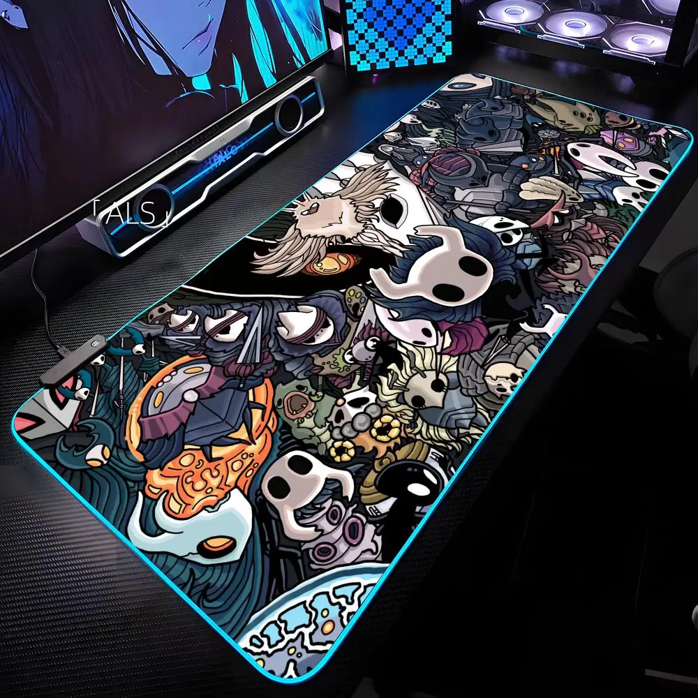 H-HollowS K-KnightS Anime Mouse Pad RGB Backlit Mouse Pad Laptop Mouse Pad Laptop Gamer Computer Desk Gaming Accessories