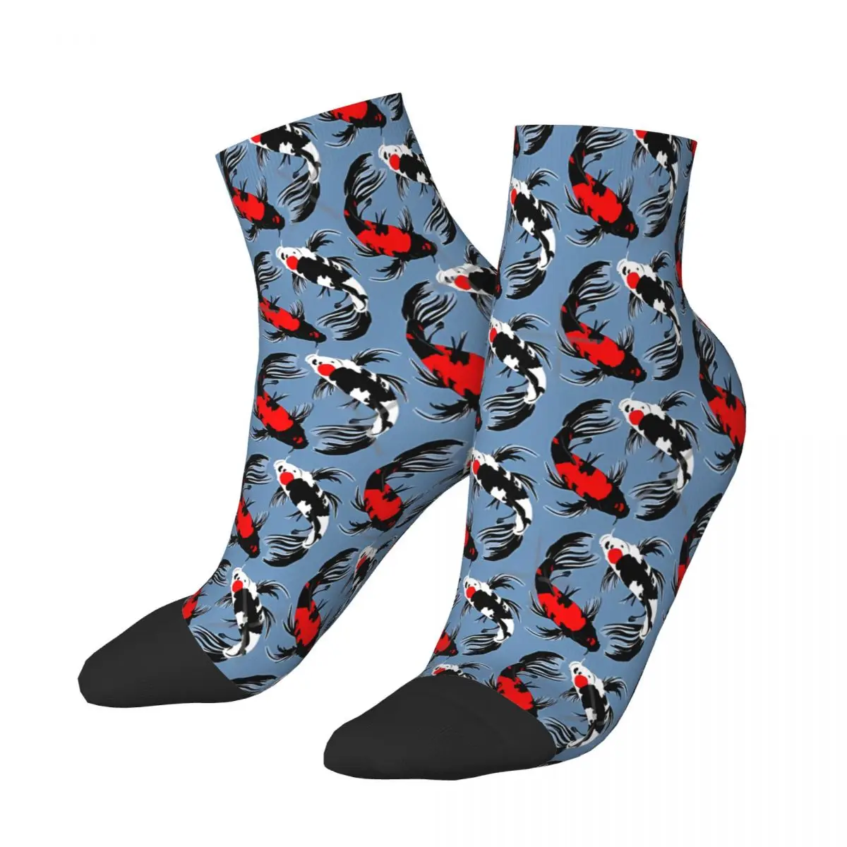 Koi Fish Pond Japanese Ankle Socks Male Mens Women Winter Stockings Polyester