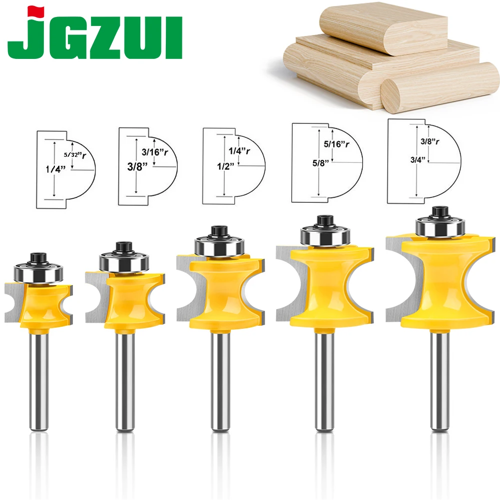 1pcs 6mm Shank 1/4' Half Round Bit Convex Edging Bits for Wood End Mill Woodworking Tool Industrial Grade Milling Cutter