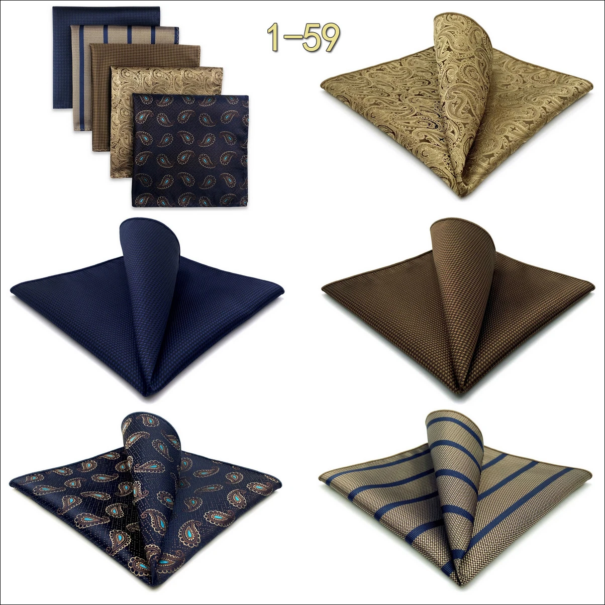 5 Pieces Mens Jacquard Pocket Square Set Multi Styles Handkerchief Suit Pocket Towel Hanky Vintage Business Accessories Gift