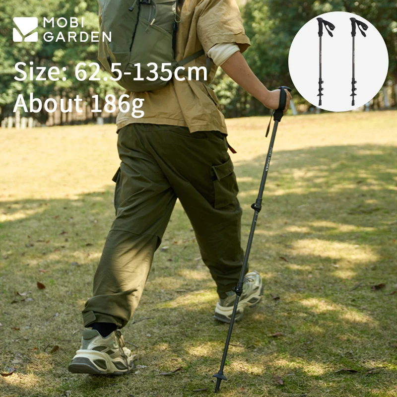 

MOBI GARDEN Outdoor Professional 3K Carbon Fiber Trekking Pole Portable Mountaineering Hiking Walking Stick For Men And Women