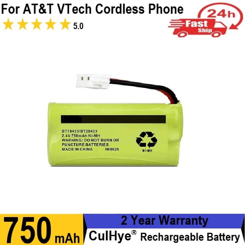 Culhye BT18433 / BT28433 2.4V 750mAh akumulator Ni-MH do at & t VTech telefon bezprzewodowy CS6229 BT184342 BT1022